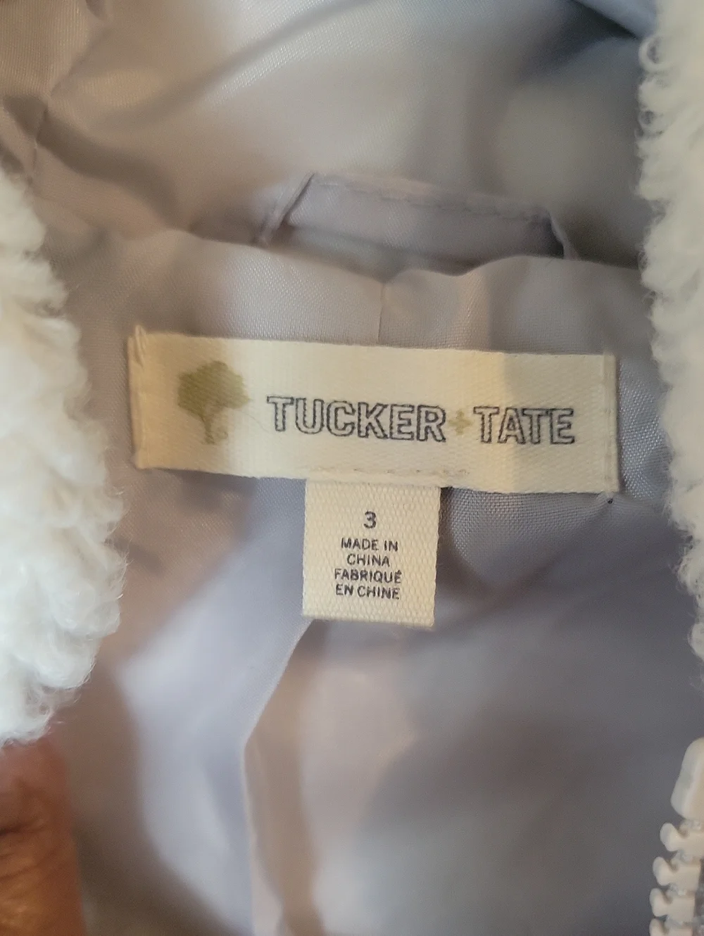 Tucker + Tate White Plush Hooded Jacket with Black Polka Dots